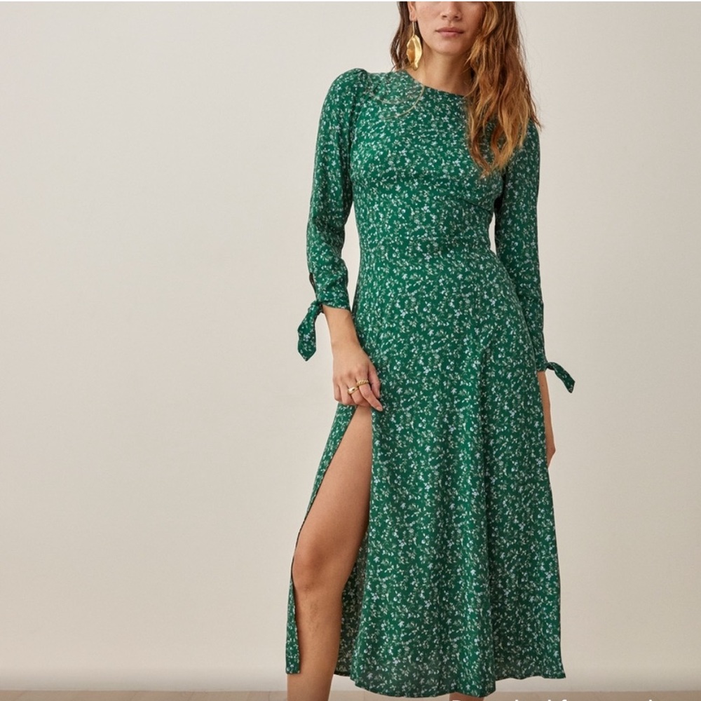 Reformation Zelda green floral dress. Size 6.